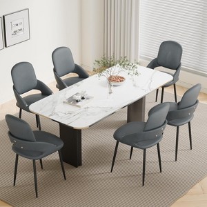 DYHOME Dining Chairs Modern Kitchen Chairs Set of 6, PU Leather Restaurant Chairs - 1 of 4