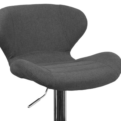 Contemporary Charcoal Swivel Barstool with Adjustable Wood & Metal Base