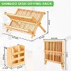 LunaLulinlk Foldable Two Tier Bamboo Dish Drying Rack - Foldable Space Saving Drainer - 4 of 4