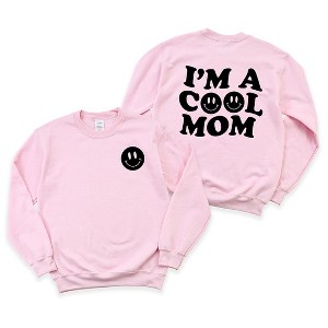 Simply Sage Market Women's Graphic Sweatshirt I'm A Cool Mom Smiley Face Front And Back - 1 of 4