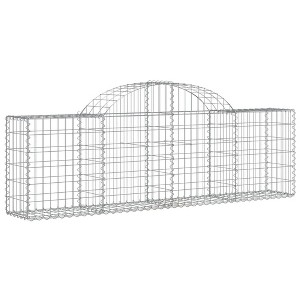 vidaXL Gabion Basket Silver Galvanized iron 78.7 x 11.8 x 23.6/31.5 in - 78.7" x 11.8" x 23.6"/31.5" 1 - 1 of 4