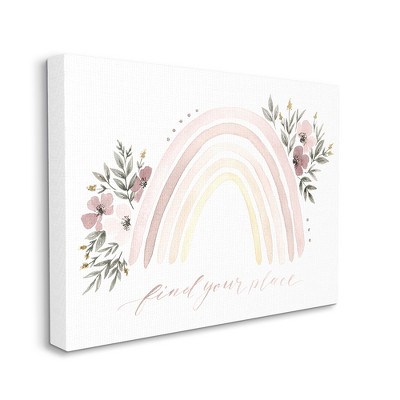 Stupell Industries Find Your Place Pink Floral Rainbow