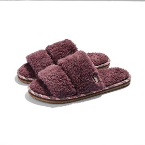 Women’s Double Strap Slippers – Soft & Eco-Friendly House Shoes Mulberry - 1 of 4