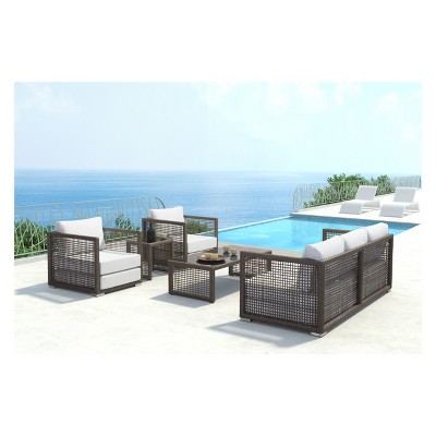 Modern Cabana Style Cocoa And Light Gray Outdoor Dining Zm Home Target