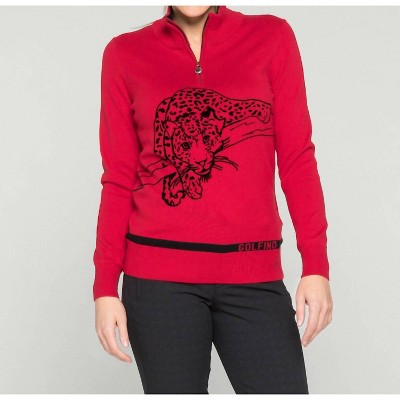 Women's LEOPARD INSTICT TROYER SWEATER - GOLFINO