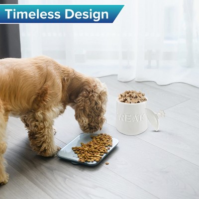 Ivory White Ceramic Dog Treat Jar with Airtight Lid