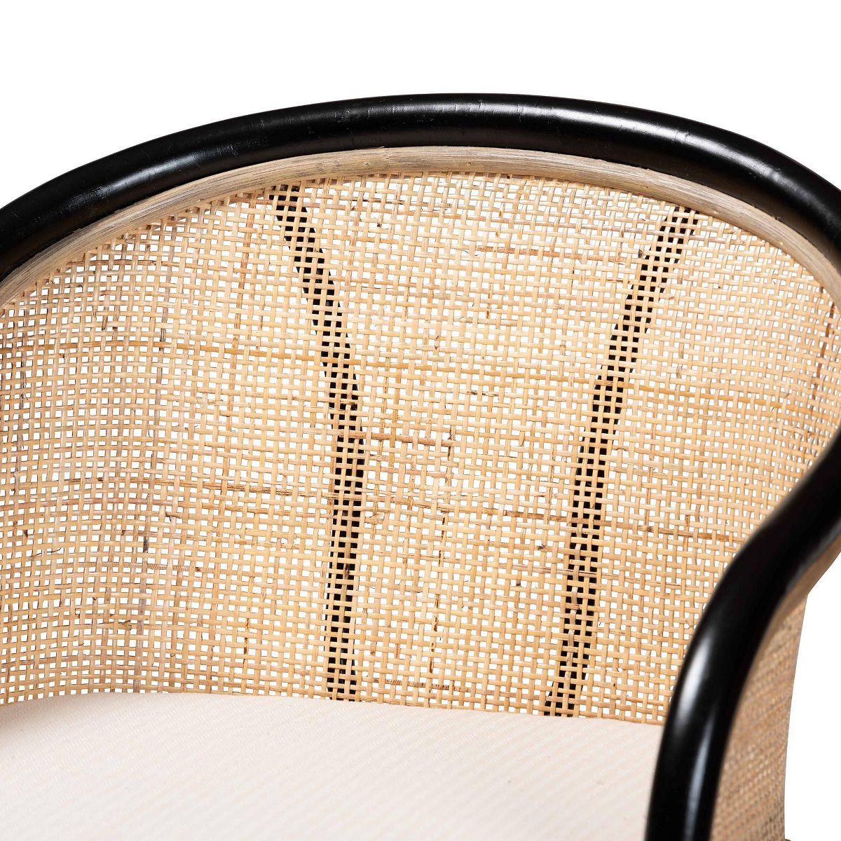 bali & pari Miranda Two-Tone Rattan Counter Height Barstool White/Natural Brown/Black: Polyester Upholstery, No Assembly Required - thumbnail 6