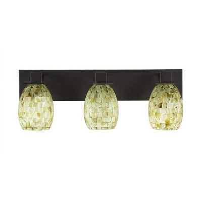 Toltec Lighting Apollo 3 - Light Vanity in  Dark Granite with 5" Ivory Glaze Seashell Shade