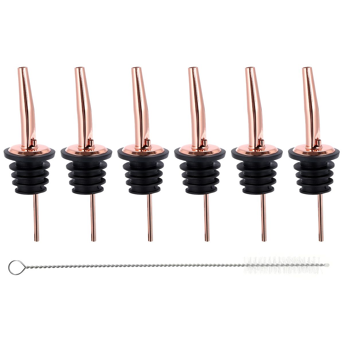 Unique Bargains Stainless Steel Wine Bottle Pourers with Rubber Dust Caps 6 Pcs - thumbnail 7