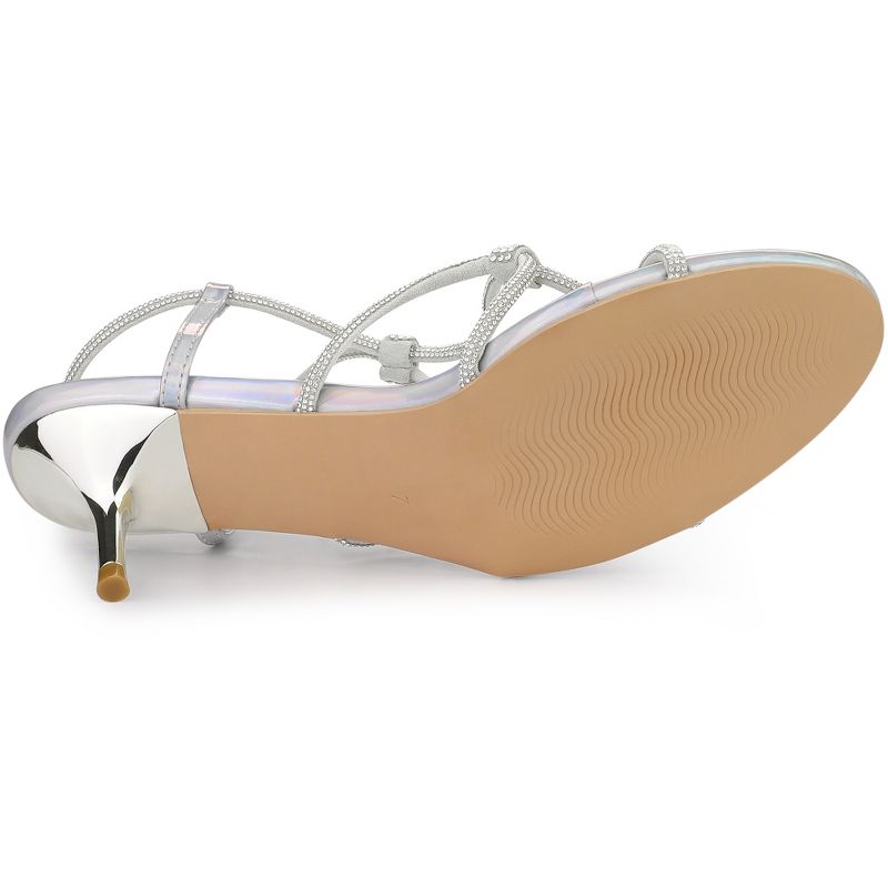 Allegra K Women's Rhinestone Strappy Slingback Stiletto Heel Sandals, 5 of 7
