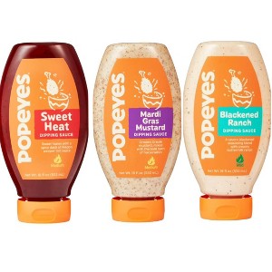 Popeyes Sauce Variety Pack (Blackened Ranch, Sweet Heat, and Mardi Gras Honey Mustard) - 1 of 4