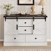 Farmhouse Dresser for Bedroom w/4 Drawers & Sliding Barn Doors,Chest of Drawers,Rustic Dresser TV Stand w/Shelf,Organizer for Living Room,Entryway - 2 of 4