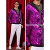 Lars Amadeus Men's Long Sleeves Zip Up Sparkle Metallic Sequins Hoodie Jackets - 4 of 4