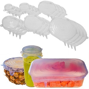 5 Star Super Deals Silicone Stretch Food Lids 6 Pack - Reusable Leak-Proof Containers Covers for Fresh Food Storage & Plastic Containers, Jars, bins - 1 of 4