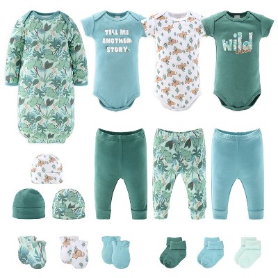 Baby Layette Clothing Gift Set, 16pc - The Peanutshell® Wild Jungle, Blue Green, Newborn to 9 Months
