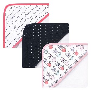 Hudson Baby Infant Girl Cotton Rich Hooded Towels, Bonjour, One Size - 1 of 2