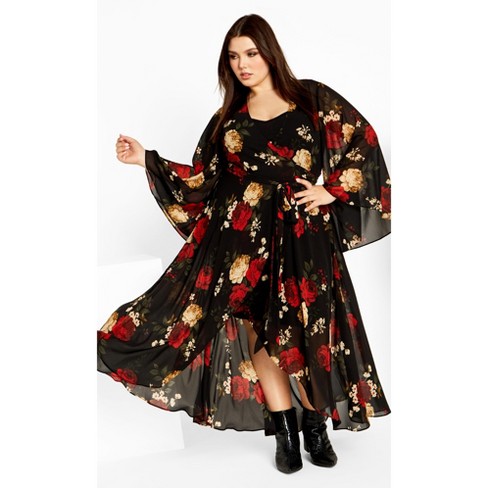 Women's Plus Size Julissa Print Maxi Dress - Black