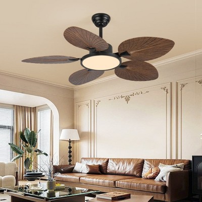Chic Crate 52" Tropical Palm Leaf Ceiling Fan with Light & Remote – Outdoor/Indoor Palm Blade Fan