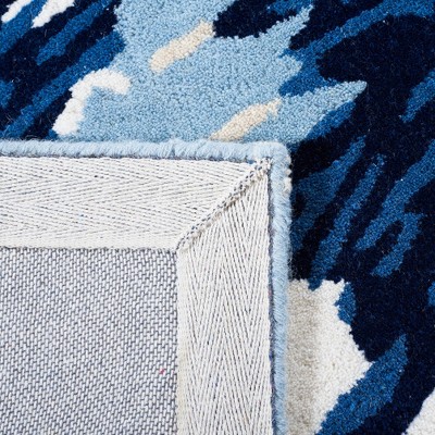 Artisan Twilight Wool & Silk 5' Square Rug in Light Blue/Navy