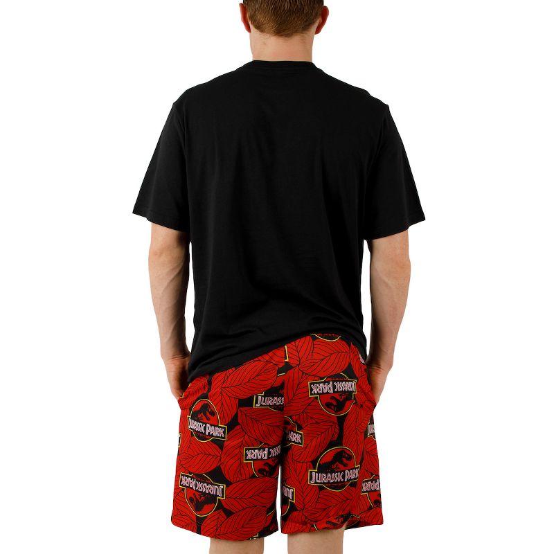 Jurassic Park Logo Men's Crew Neck Short Sleeve Tee & Lounge Shorts Combo Set, 2 of 4