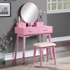 Vanity Desk Contemporary with Round Mirror and 2 Drawers for Bedroom 32.68in Wide-3irtyhousy - 2 of 4