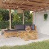 vidaXL 4-Piece Outdoor Patio Lounge Set with Cushions - Solid Teak Wood - Includes Sofa, Footrest and Table - Dark Gray Cushions - 2 of 4