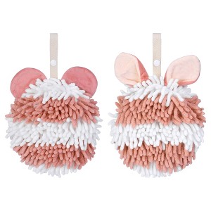 REGALWOVEN Cute Cartoon Soft Absorbent Fluffy Chenille Ball Hand Towels 2 Pcs - 1 of 4
