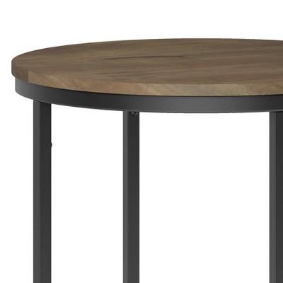 Alrich 18" Warm Grey Round Wood and Metal Side Table