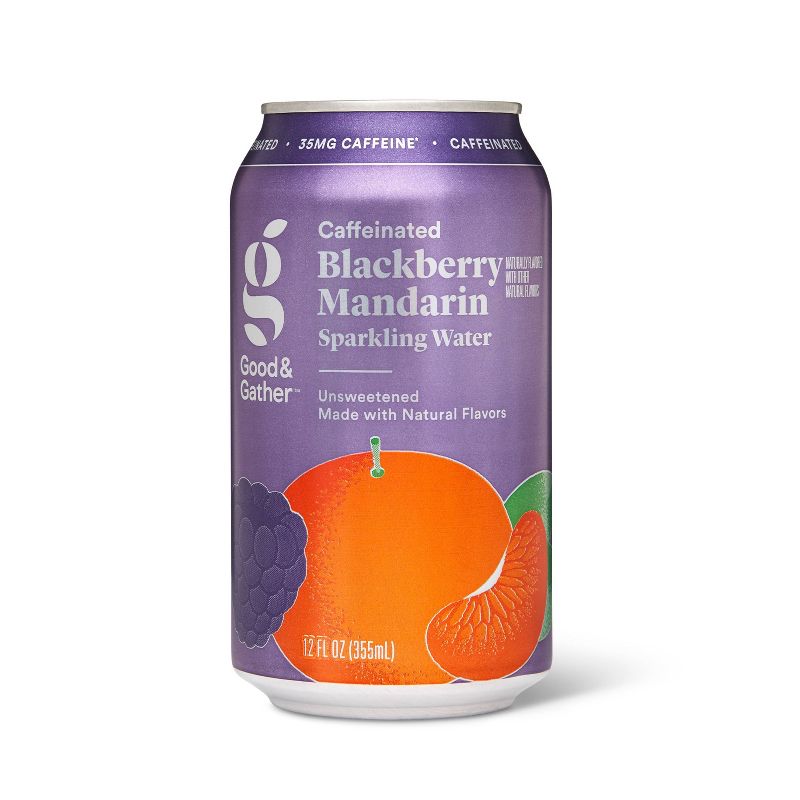 Blackberry Mandarin Sparkling Water with Caffeine - 8pk/12 fl oz Cans - Good &#38; Gather&#8482;, 3 of 5