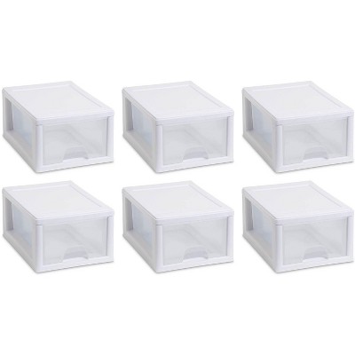 Sterilite Small Box Modular Stacking Storage Drawer Container Closet (6 Pack)