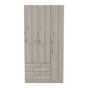 SEVOBAL Armoires 3 Door Armoire with Two Drawers Shelves and Hanging Rod for Bedroom and Closet Storage Solutions, Light Gray, 35.4"*18.5"*70.8" - 1 of 4