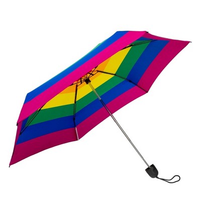 ShedRain Mini Manual Compact Umbrella - Rainbow: Telescoping Shaft, Multi-Stripe Pattern, 38" Span - image 4