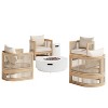 Christopher Knight Home Tirian 6-Piece Patio Acacia Wood Seating Set with Lightweight Concrete Fire Pit Table - 2 of 4