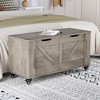 Storage Chest, Storage Trunk with 4 Wheels, 39.4" Wooden Storage Bench with 2 Safety Hinges, Supports 350 lbs, for Living Room,Gray - 2 of 4