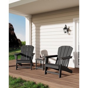 Outdoor Adirondack Chairs, HDPE Plastic Patio Chairs for All Weather, Weather-Resistant Fire Pit Chair with Wide Armrests & Slatted Back - 1 of 4