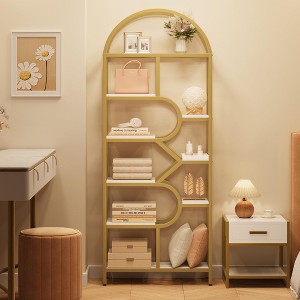6-Tier Open Bookshelf - 81.7 Inch Arched Bookcase Tall Display Racks with Open Storage Shelf - 1 of 4