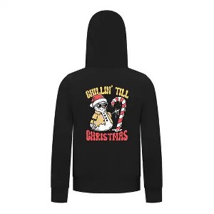 Everyday Kids Christmas Collection Chillin’ Till Christmas Boys Zip Up Hoodie – Holiday Sweatshirt - Black - 1 of 1