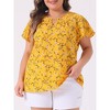 Agnes Orinda Plus Size Womens Tops Keyhole Flutter Short Sleeve Chiffon Floral Pattern - 2 of 4