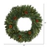 Nearly Natural 24” White Mountain Pine Artificial Christmas Wreath with 35 LED Lights and Pinecones - 2 of 4