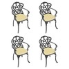DOMETOUR Cast Aluminum Patio Dining Chair Set of 4 with Black Frame and Cushions in Random Colors - 2 of 4