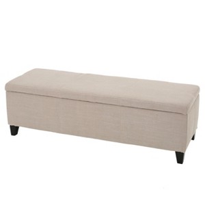 Lucinda Fabric Storage Ottoman Bench Sand - Christopher Knight Home, Brown