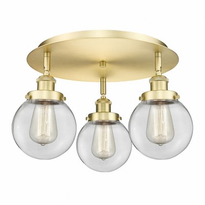 Beacon - 3 Light Flush Mount In Art Deco Style-9.63 Inches Tall and 17.75 Inches Wide