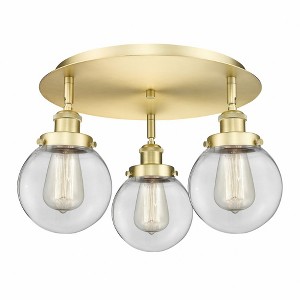 Beacon - 3 Light Flush Mount In Art Deco Style-9.63 Inches Tall and 17.75 Inches Wide - 1 of 1