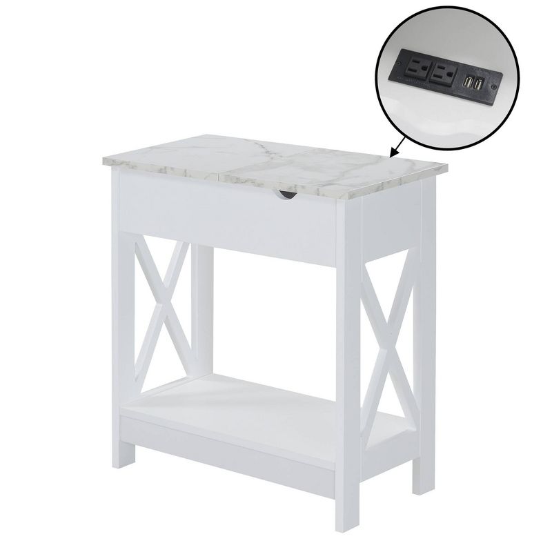 Oxford Flip Top End Table with Charging Station and Shelf Faux - Breighton Home, 1 of 9