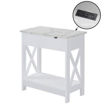 Oxford Flip Top End Table with Charging Station and Shelf Faux - Breighton Home