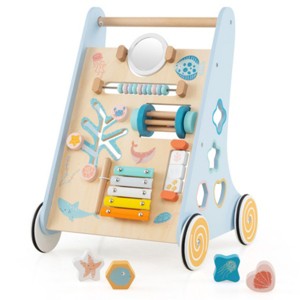 TopComfy Baby Walkers Wooden Baby Walker Acrylic Mirror Xylophone Shape Sorters Engages Senses Boosts Learning for Baby, Multicolored, 14"*13"*19" - 1 of 4