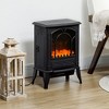 HOMCOM Free standing Electric Fireplace Stove, Fireplace Heater with Realistic Flame Effect, Overheat Safety Protection, 750W / 1500W, Black - 2 of 4