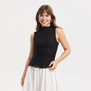 Top de cuello alto falso fruncido con encaje para mujer - A New Day™