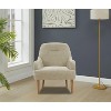 PAGED Modern Wooden Accent Chair, Teddy Fabric Arm Chair with Rainbow Backrest, Living Room Reading Chair for Bedroom - 2 of 4