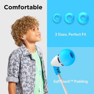 LiLGadgets BestBuds Kids Earbuds for School - Safe & Comfortable, Volume Limited, Wired in-Ear Kids Ear Buds - Blue